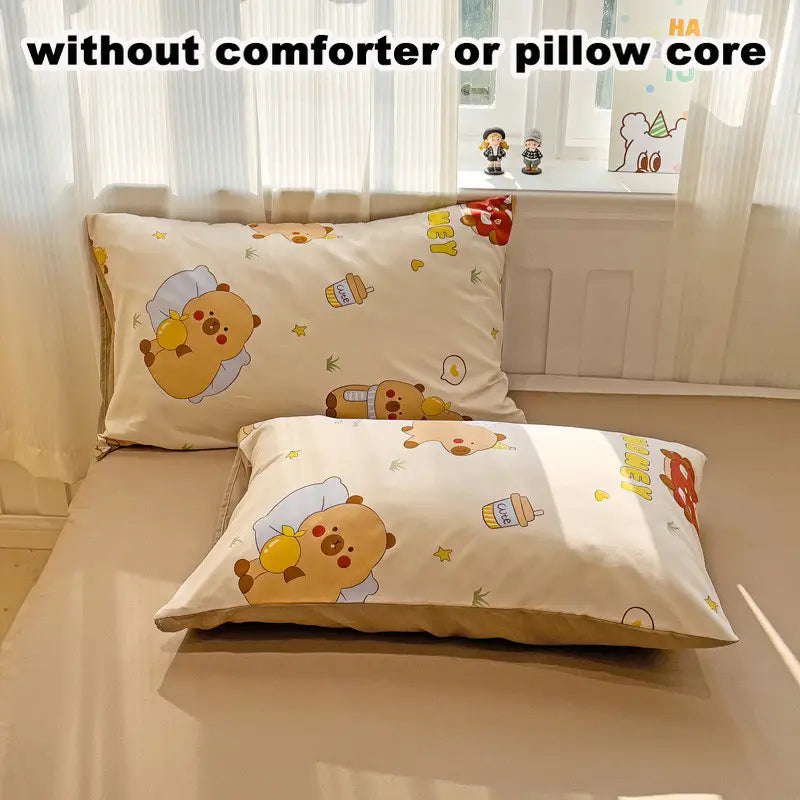Cute Capybara Cartoon 4-in-1 Duvet Set