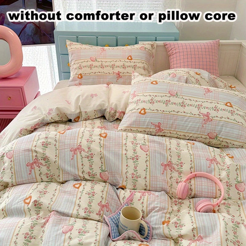 Stripe Strawberry 4-in-1 Duvet Set