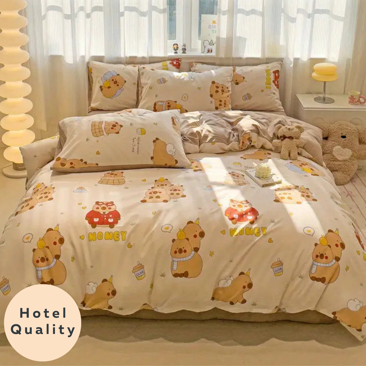 Cute Capybara Cartoon 4-in-1 Duvet Set