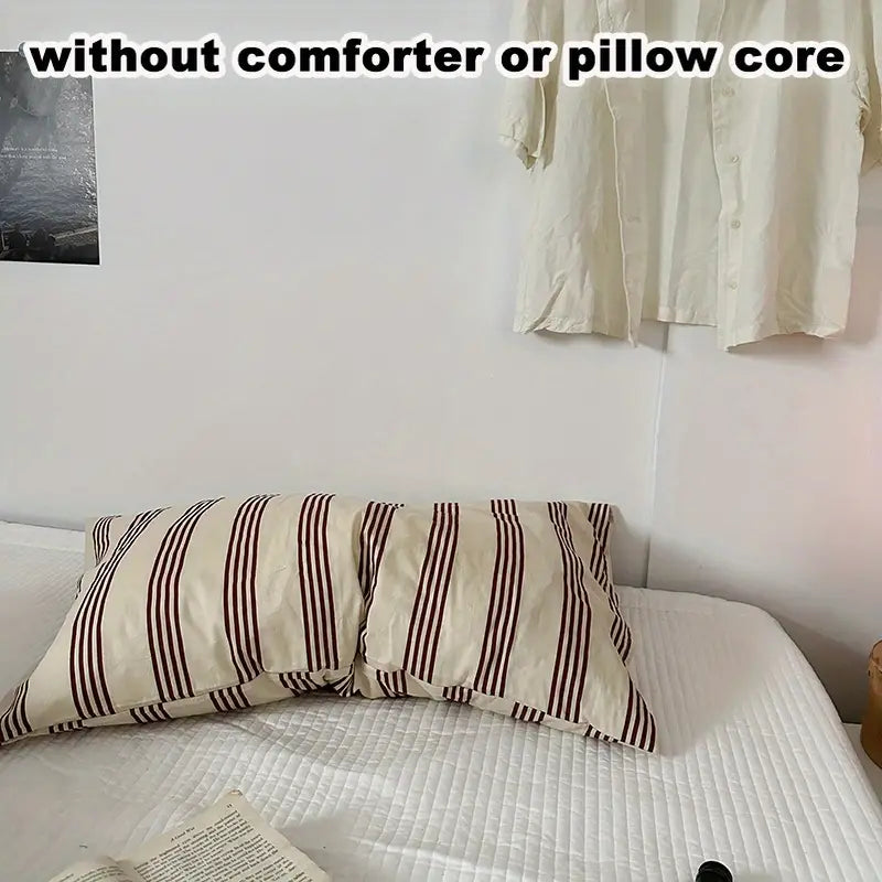Wine Stripe 4-in-1 Duvet Set