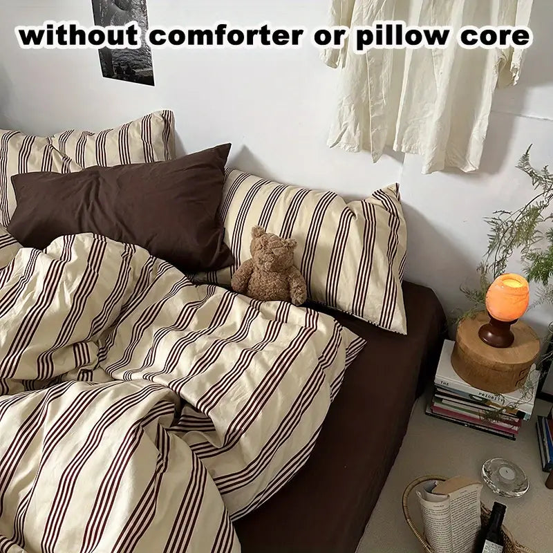 Wine Stripe 4-in-1 Duvet Set