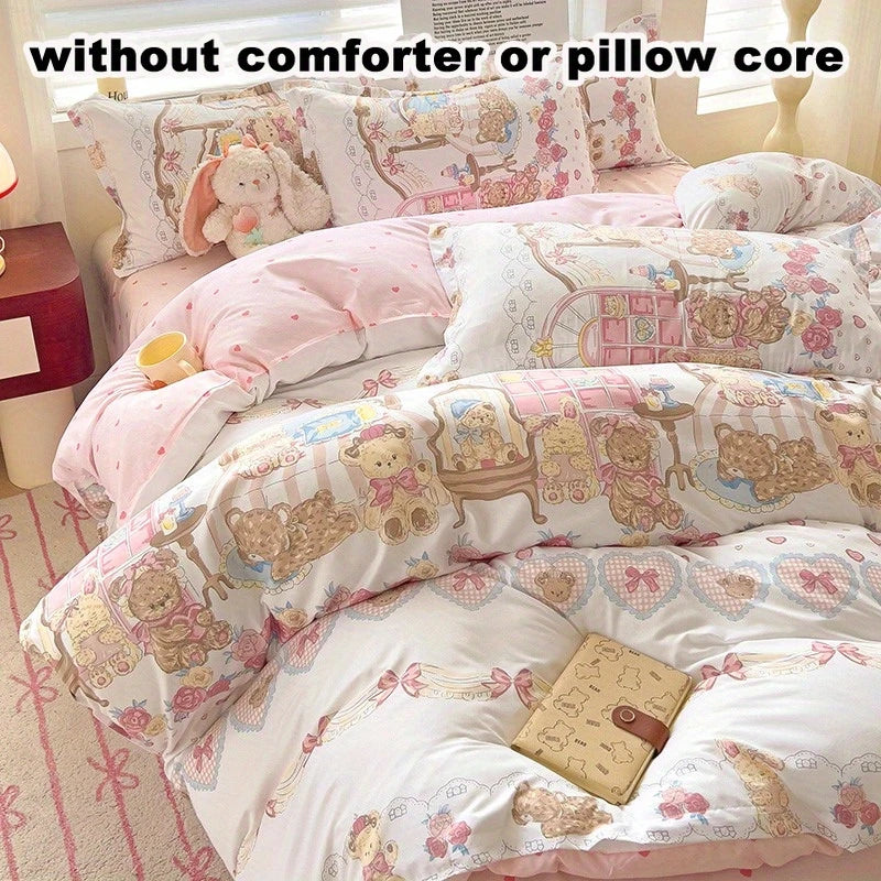 Pink Heat Bear 4-in-1 Duvet Set