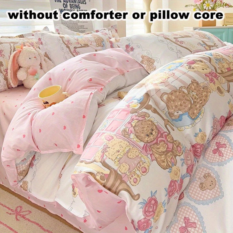 Pink Heat Bear 4-in-1 Duvet Set