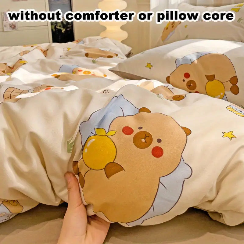 Cute Capybara Cartoon 4-in-1 Duvet Set