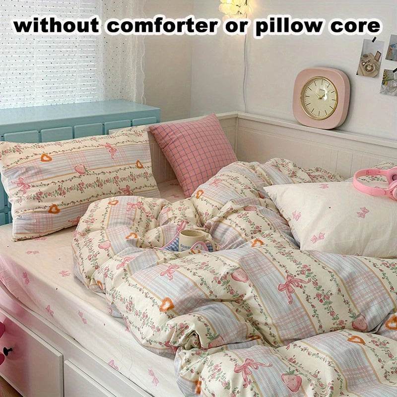 Stripe Strawberry 4-in-1 Duvet Set