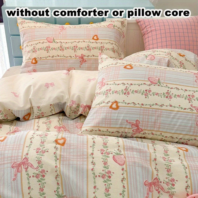 Stripe Strawberry 4-in-1 Duvet Set