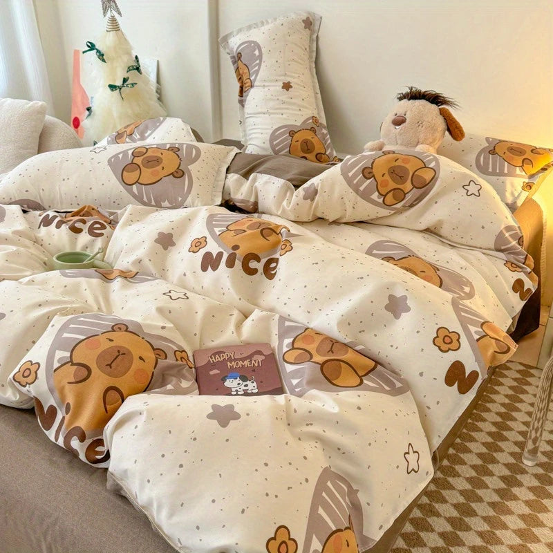 Heart Capybara 4-in-1 Duvet Set