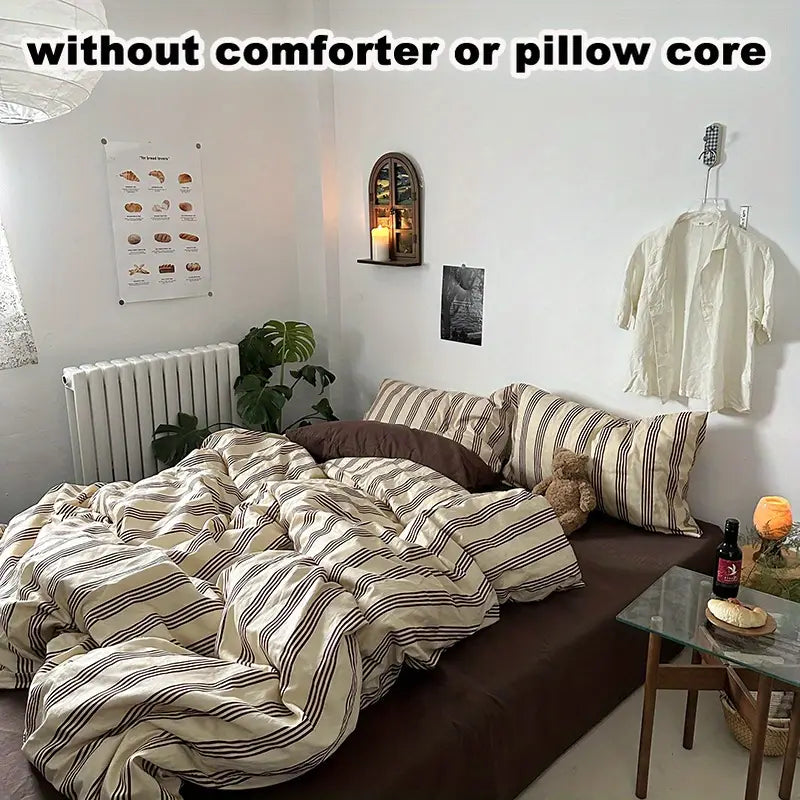 Wine Stripe 4-in-1 Duvet Set