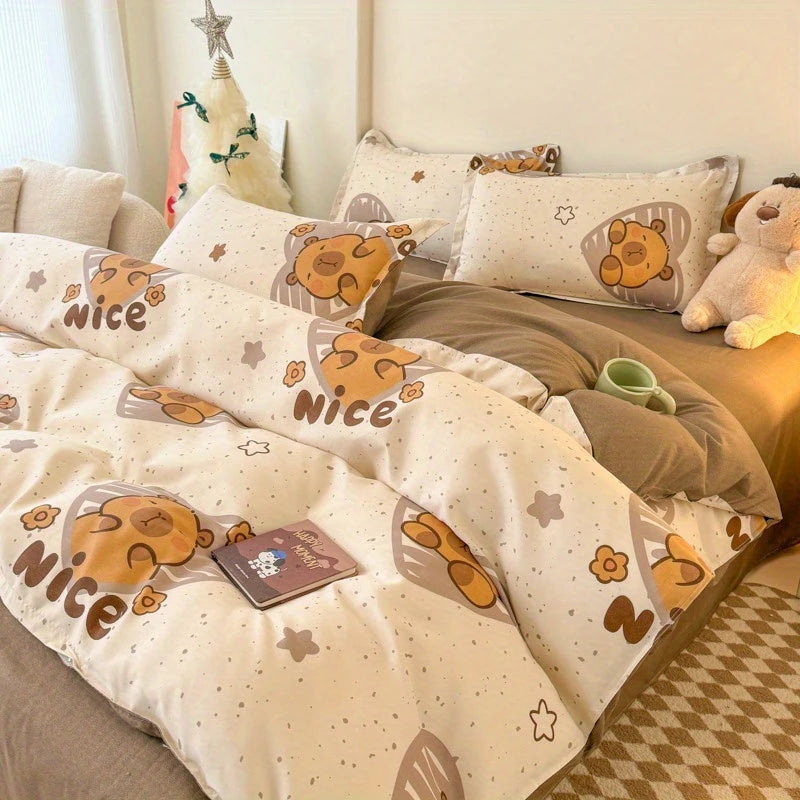 Heart Capybara 4-in-1 Duvet Set
