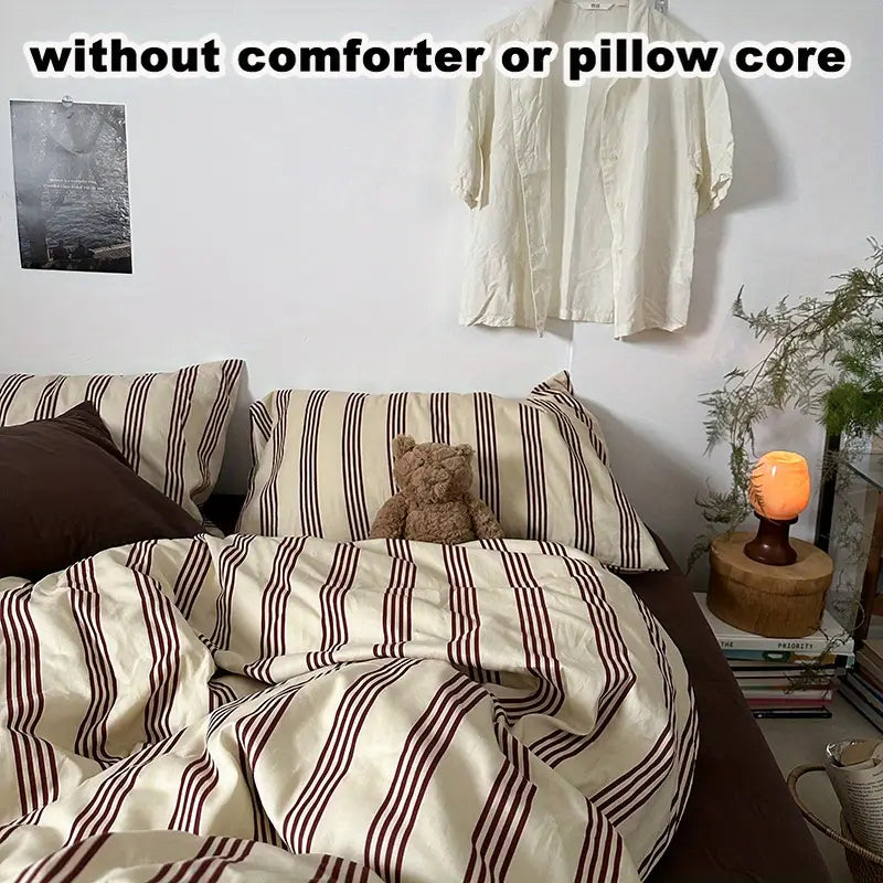 Wine Stripe 4-in-1 Duvet Set