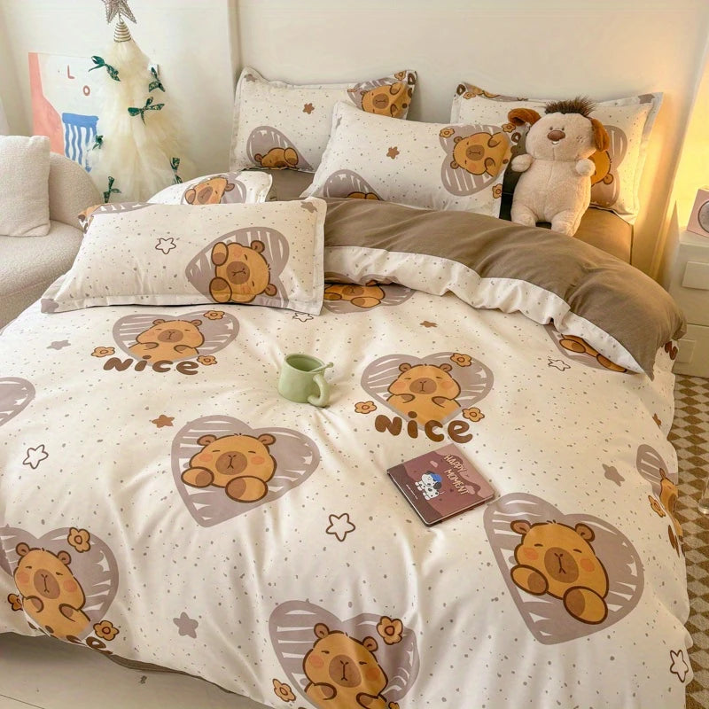 Heart Capybara 4-in-1 Duvet Set