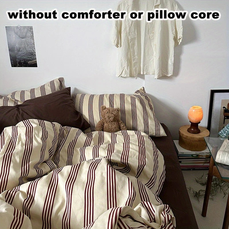 Wine Stripe 4-in-1 Duvet Set