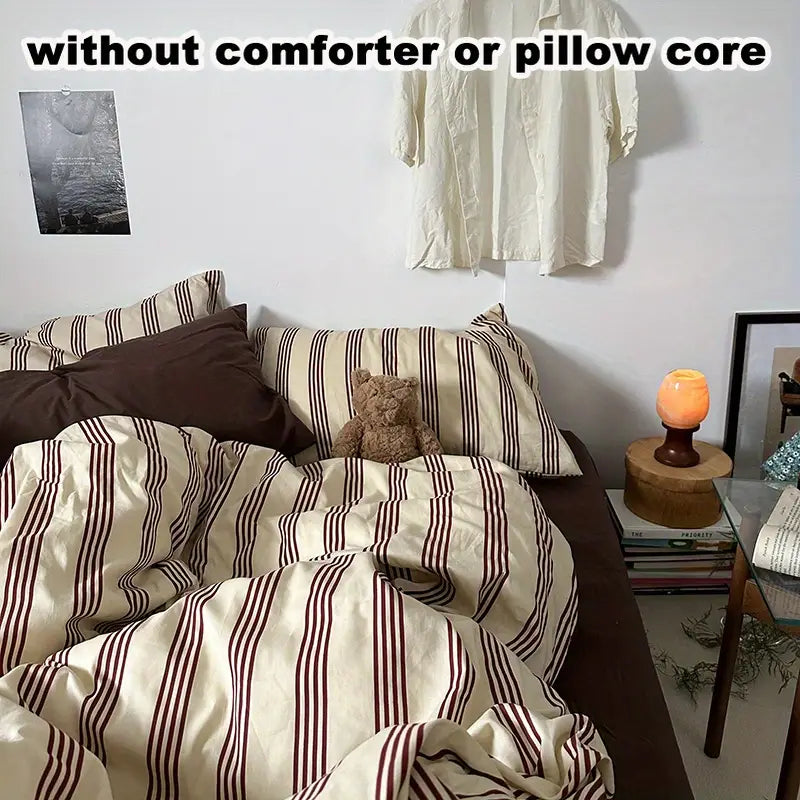Wine Stripe 4-in-1 Duvet Set