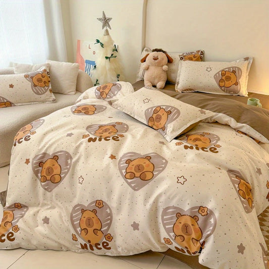Heart Capybara 4-in-1 Duvet Set