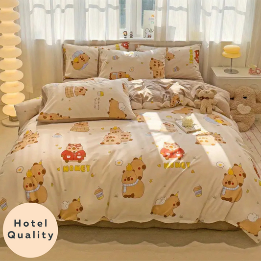 Cute Capybara Cartoon 4-in-1 Duvet Set