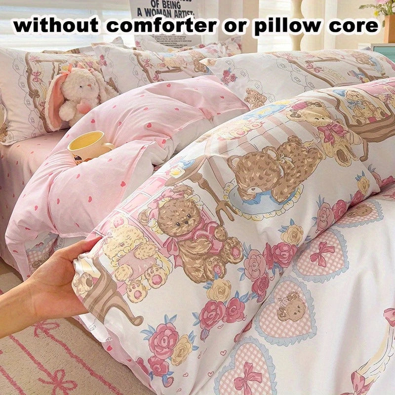 Pink Heat Bear 4-in-1 Duvet Set