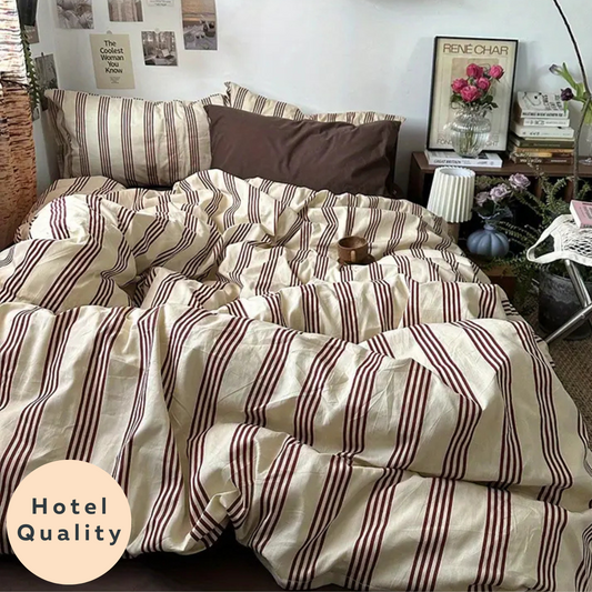 Wine Stripe 4-in-1 Duvet Set