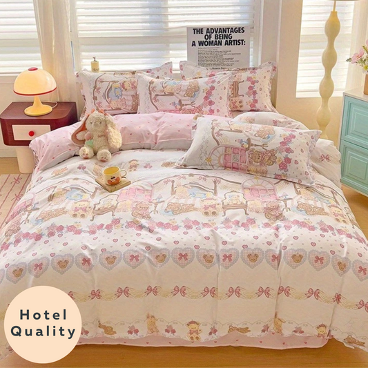 Pink Heat Bear 4-in-1 Duvet Set