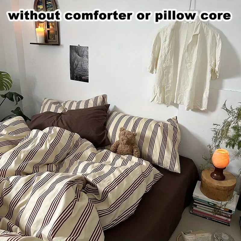 Wine Stripe 4-in-1 Duvet Set