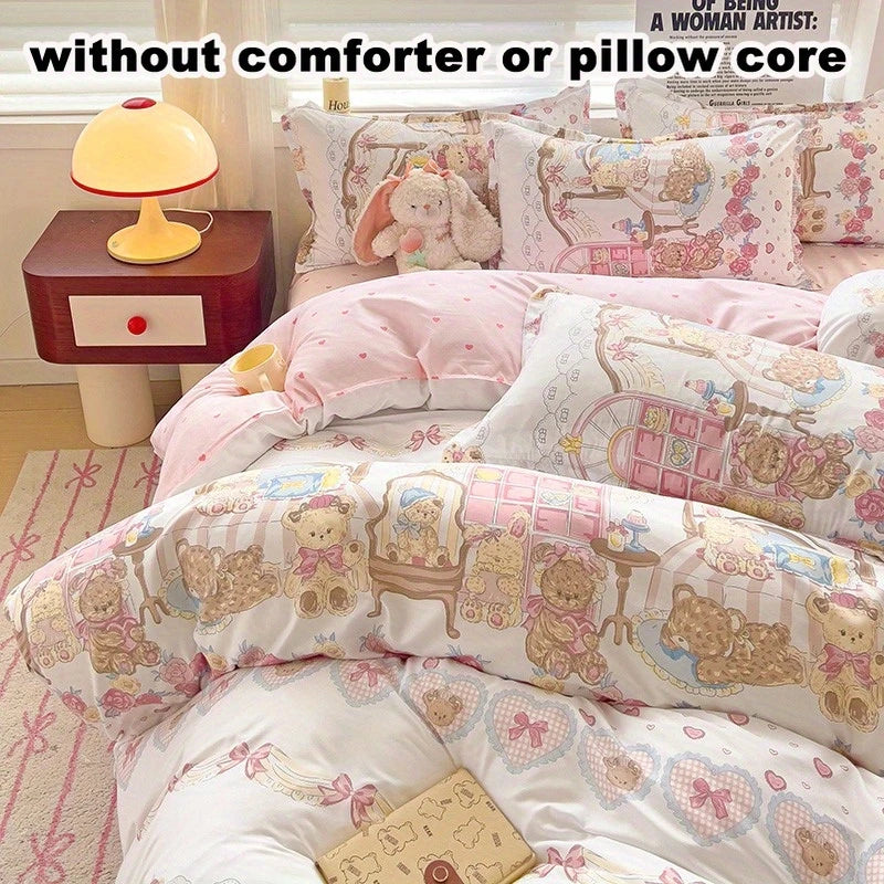 Pink Heat Bear 4-in-1 Duvet Set