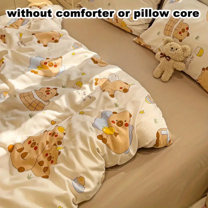 Cute Capybara Cartoon 4-in-1 Duvet Set